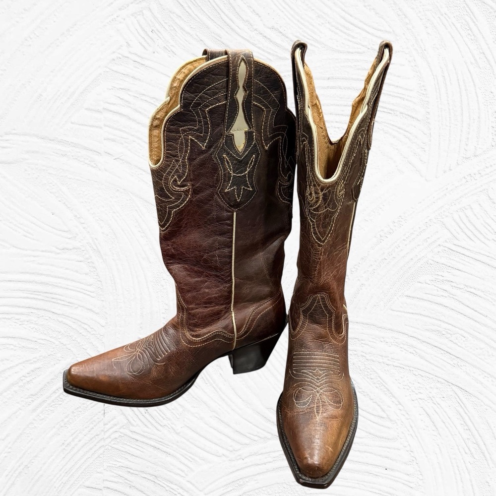 JB DILLON Goat Leather Snip Toe Cowgirl Western Boots 8B Embroidered Dance